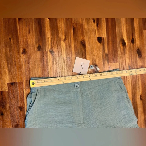 HAPPILY GREY blue/greenFLOWY PANTS wide leg cropped high rise size large NWT - Picture 7 of 9